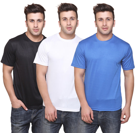 Ketex Round Neck Men's Polyester Blend Dri Fit T-Shirts (Pack of 3)