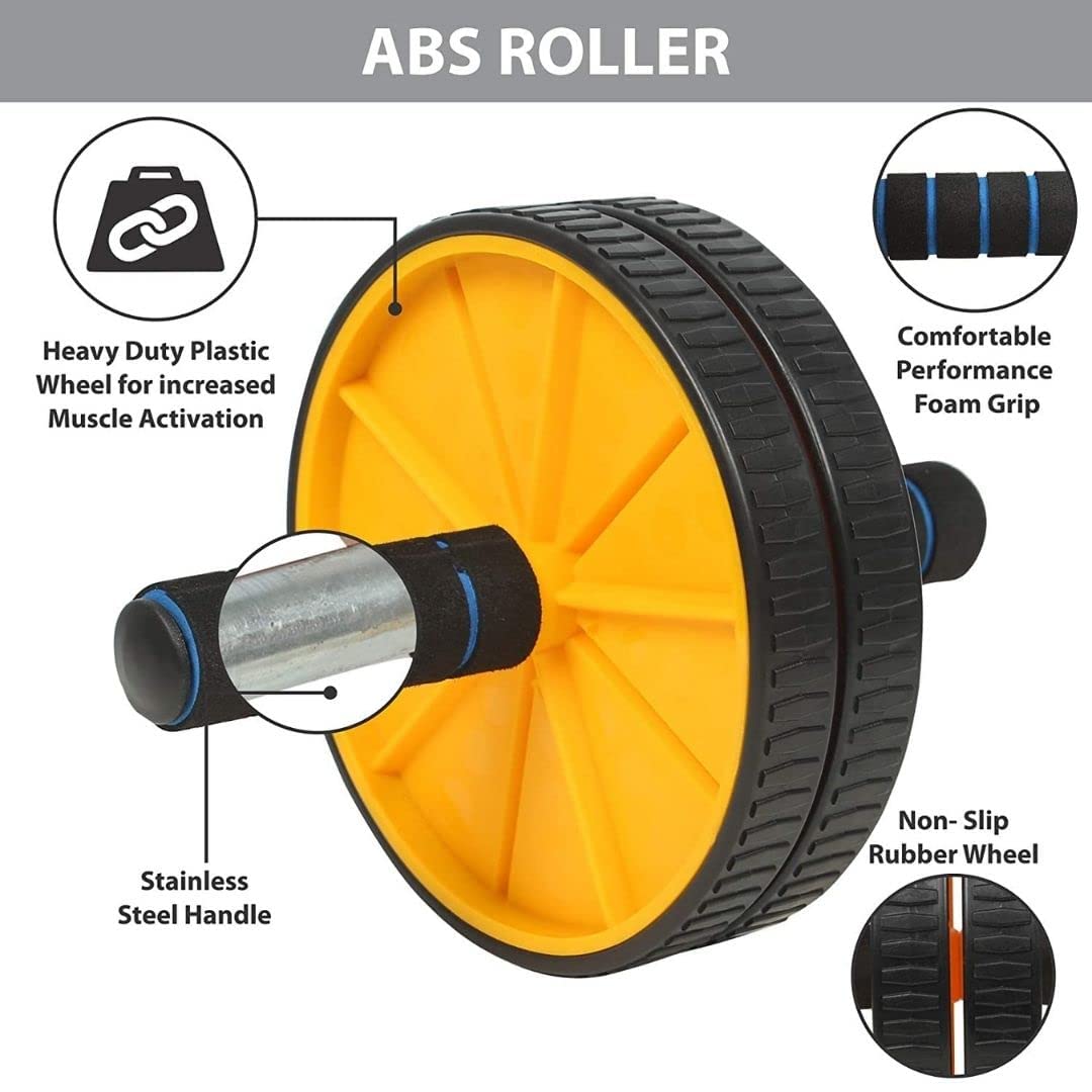 Premium Abs Roller for Men & Women Abs Workout Equipment for Abdominal Abs Roller Home Exercise Equipment with Knee Mat -(Yellow & Black)