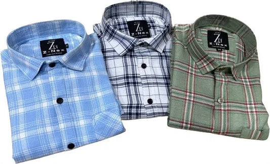 Mens Cotton Full Sleeves Check Shirts (Pack of 3)
