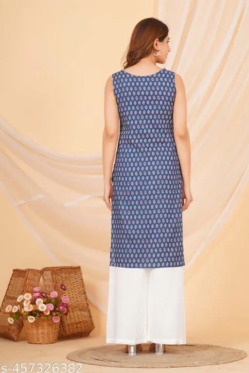 Sleeveless Cotton Short Kurti For girls