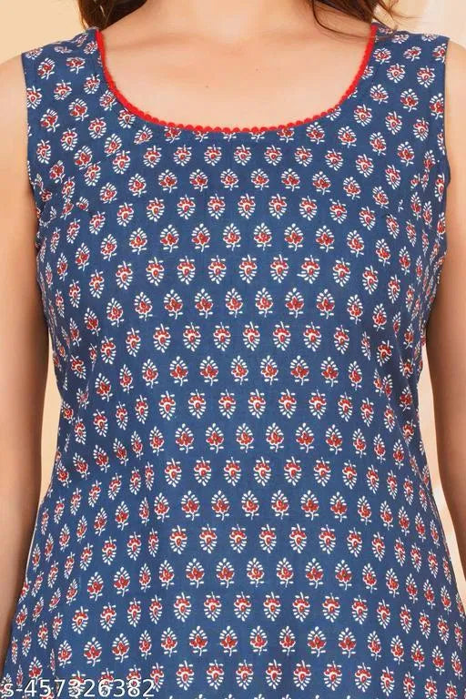 Sleeveless Cotton Short Kurti For girls