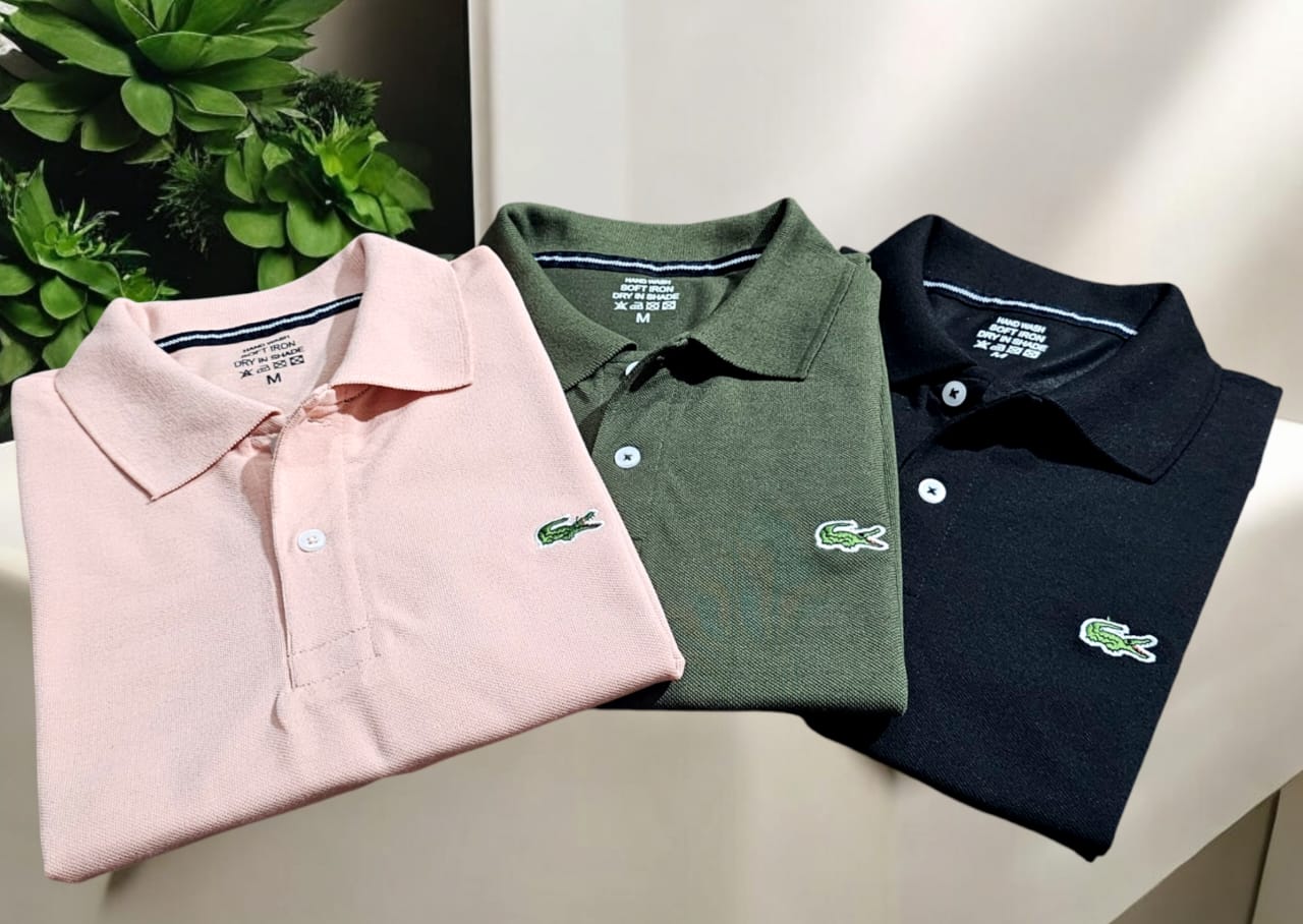 High Quality LACOSTE Polo Neck T-Shirt for Men (Multicolor, M) (Pack of 3)