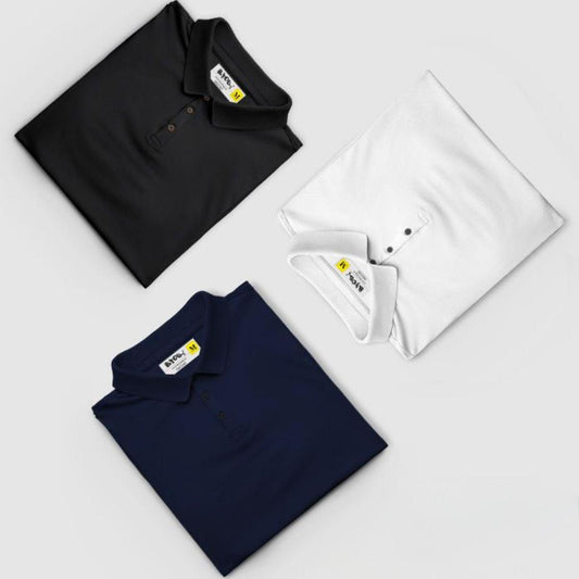 High quality Poly Cotton Solid Half Sleeves Mens Polo T-shirt (Pack of 3)