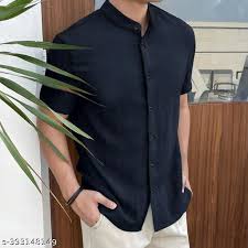 TRYTHIS Cotton Solid Half Sleeves Polo Neck Mens Shirt